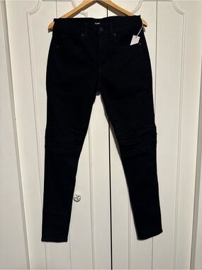 Hudson Jeans Black Skinny Moto Ribbed-Knee Jeans
